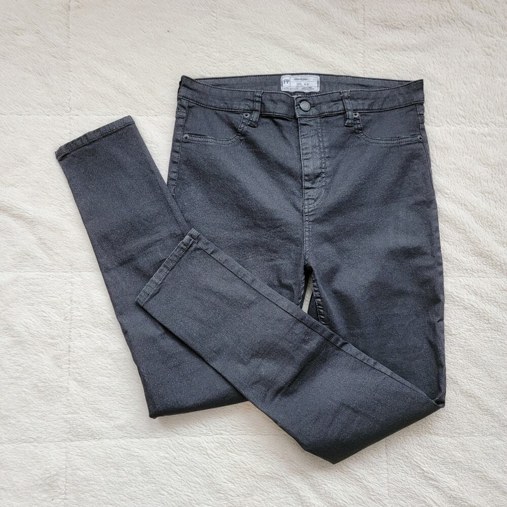 Free People High-Rise Skinny Jeans in Charcoal Gray